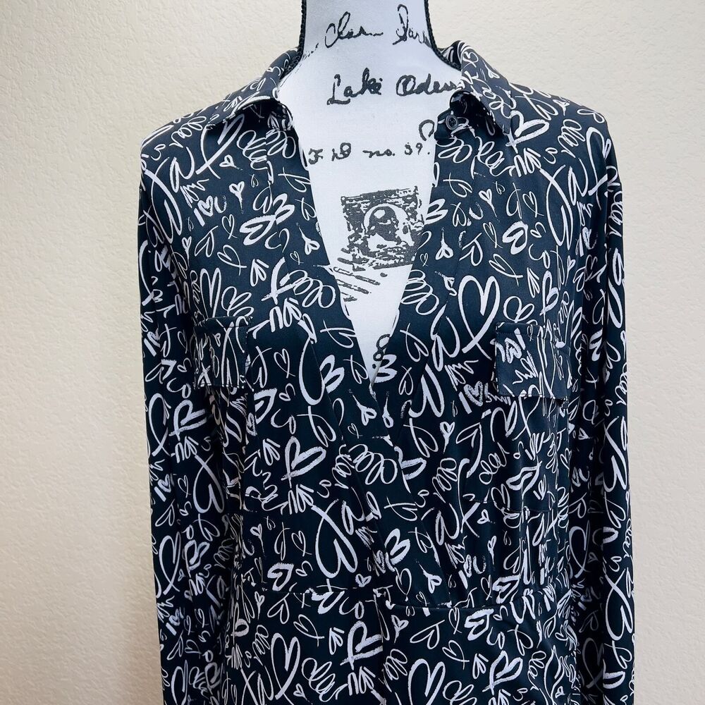 Torrid Studio Knit Surplice Faux Wrap Heart Dress Black White Size 2X  preppy - Picture 11 of 15